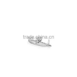 Sterling Silver Charm Boat Pattern Design Jewelry Shoelace Charm thumbnail-1