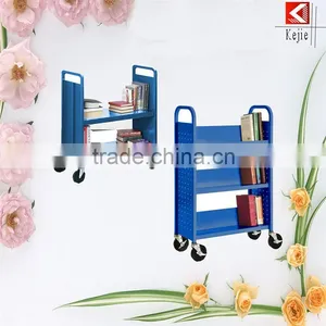 New Design Wheeled 3 Tier Metal Hand Trolley Rolling Book Cart With Great Price thumbnail-5
