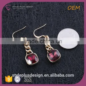 E78130I02 Alloy Earring From Medical Factory China Names Of Earring Styles Gold Plated Garnet Ruby Stone Drop Earrings thumbnail-4