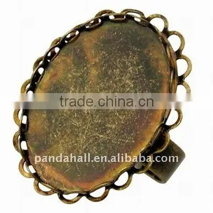 Brass Ring Settings, Antique Bronze, Oval, Ring: About 17mm; Oval Tray: About 18x25mm(KK-Q013-AB) thumbnail-1