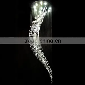 Indoor K9 Crystal Modern Lamps Suspended Spiral Stair Chandelier Lighting thumbnail-3