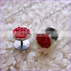 Steel Crystal Fake Ear Plug Tunnel Piercing [FC-880] thumbnail-1