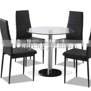 Restaurant Round Glass Dining Table and Chair thumbnail-1