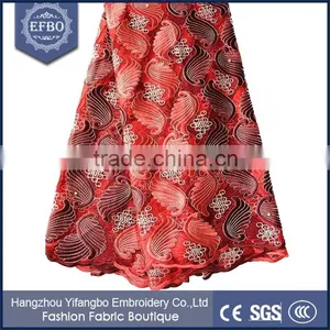 Indian Lace Embroidery Fabric Beaded French Lace Border for Wedding Dress thumbnail-2