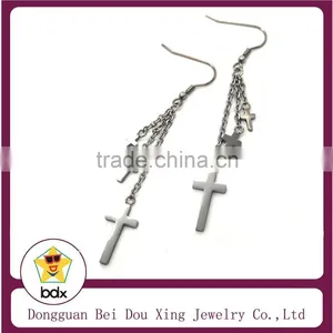 Best Selling Easter Keepsake Gift Silver Stainless Steel Religious Jesus Cross Stud Earrings With Christian Cross Simple Jewelry thumbnail-1
