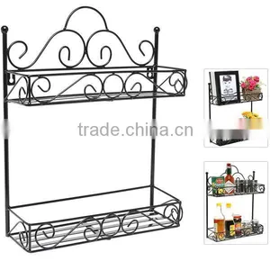 Scroll Design 2 Tiers Metal Wall Mounted Storage Shelf thumbnail-1