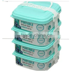 4 Layer DIY Stack Plastic Houseware Snap Close Food Container Set With Handle thumbnail-1