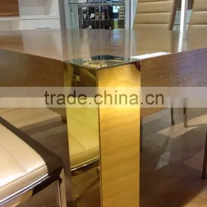 Mdf Top Dining Table With Stainless Steel Legs thumbnail-2