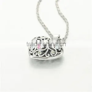 Colorful Rhinestone Jewelry Silver Heart Pendant thumbnail-3