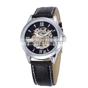 Oem Genuine Leather Men's Teenage Fashion Skeleton Automatic Mechanical Watch Waterproof thumbnail-5