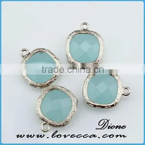 Hot Sell Beautiful Various Shape+color Silver Frame Glass Gemstone Pendant thumbnail-1