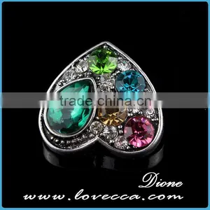 New Promotional Product Charms Fashion Heart Crystal Snap Button Accessory thumbnail-2