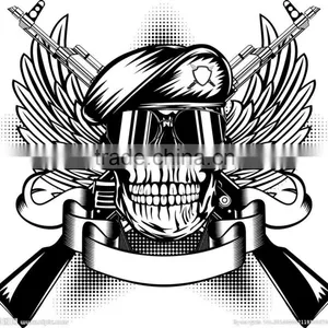 Water Transfer Summer USA Soldier Black Skull Customized Temporary Tattoo thumbnail-3