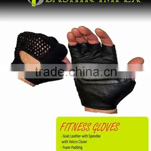 REAL LEATHER WITH BACK FABRIC BODYBUILDING FITNESS GLOVES, WORKOUT GLOVES, LEATHER GLOVES thumbnail-1
