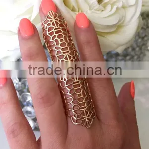 Full Finger Statement Ring Adjustable Armor Rose Gold Cockta Ring Birthday Christmas Gift thumbnail-3
