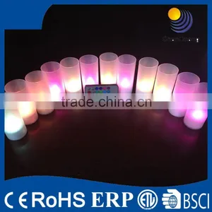 ABS Pillar Flamless Rechargeable Colorful Candle With Stand and Remote Control thumbnail-3