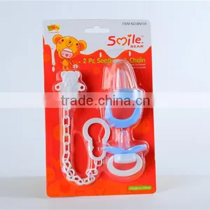 3PK High Quality Light Wooden Pacifier Clip Baby Pacifier With Plastic Clips thumbnail-3