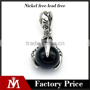2017 Fashion Wholesale Jewelry Titanium Steel Biker Sharp Paw With Round Black Stone Pendant MJ Jewelry thumbnail-1