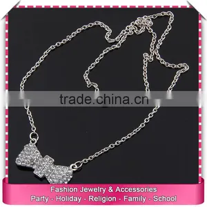 Imitation Crystal Pendant Long Necklace, Low Price Pure Imitation Silver Chain Necklace thumbnail-2