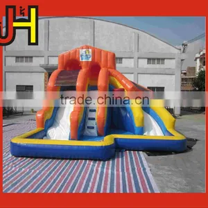 2016 18oz PVC Giant Inflatables Water Slides With Pool For Sale thumbnail-6