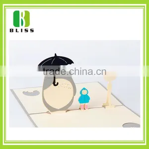 Handmade Best Wishes 120g Glossy Pop up Cartoon Style Custom Paper 3d Greeting Card thumbnail-3