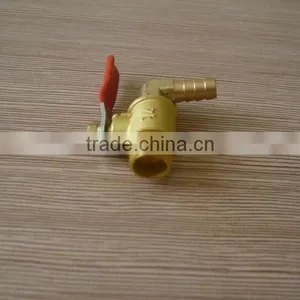 Red Lever Handle L Type Brass Ball Valve With Hose Barb thumbnail-6