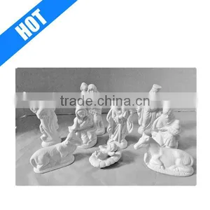 9 Figures Unpainted Ceramic Nativity Set for Holiday Christmas thumbnail-1