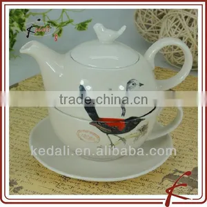 Personalized Ceramic Tea Pot for One With Bird Design thumbnail-1