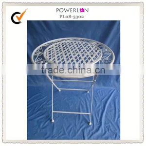 Antique White Metal Side Table thumbnail-1