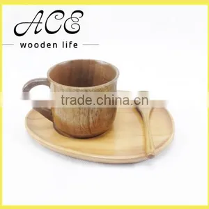 Wooden Creative Simple Design Coffee Milk Mug Tea Spoon With Tray thumbnail-1