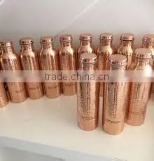 Handmade Joint Free Leak Proof Pure Copper Hammer Water Bottle Travel Good Health Yoga thumbnail-4