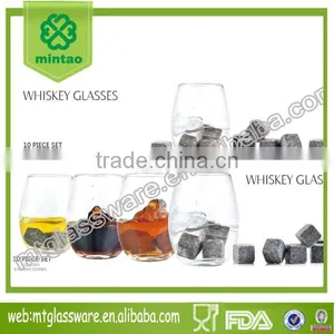 Heavy Square Base Whiskey Glass With Whiskey Stone thumbnail-1