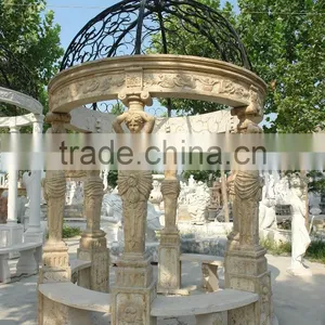 Outdoor Garden Decoration Lady Stone Carving Marble Gazebo With Column thumbnail-5