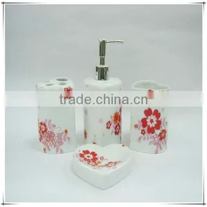 4pcs Heart Shape Bathroom Set Ceramic thumbnail-1