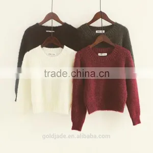 2016 Customized Manufacture Fashionable Wholesale Korean Style Women Spring Autumn Winter Plain Color Ladies Sweater thumbnail-2
