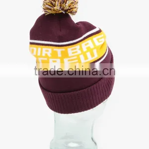 Acrylic Wholesale Custom Knitted Beanie Hats With a Ball thumbnail-3