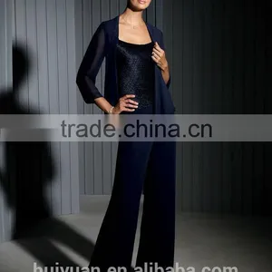 New Designer Long Sleeve Formal Mother of the Bride Chiffon Pant Suits thumbnail-1