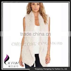 CX-G-B-271C Rex Rabbit Fur Flower Elegant Women Fur Fashion Girl Waistcoat thumbnail-3