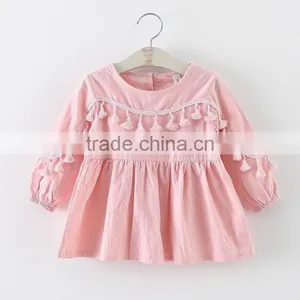 Baby Clothes Wholesale Hot Sale Chiffon Cheap 2017 Clothing Children's Boutique Long Sleeve Pink Summer Girl Princess Girl Dress thumbnail-1