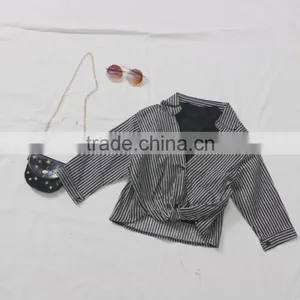 2-7 Years Wholesale 2017 New Girls Striped Bow Shirt Autumn Off Shoulder Fashion Girls Blouses (pick Size Color) thumbnail-3