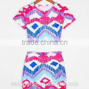 Wholesale Women Clothing Set Sexy 2 Piece Set Women Dress Women Swimsuit Crop Top and Skirt Set Hit Color Irregular Skirt Suits thumbnail-4