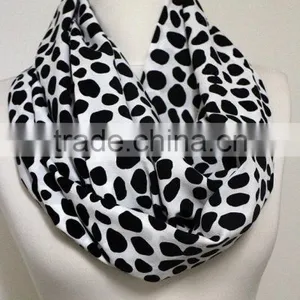 Black on White Polka Dots Infinity Scarf, Circle Scarf, Loop Scarf, Scarves, Spring - Fall - Winter Fashion thumbnail-1