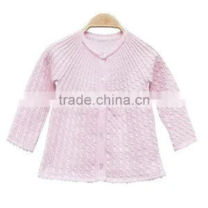 Wholesale Long Sleeves Cable Pattern Round Collar Girl Cardigan Sweater thumbnail-1