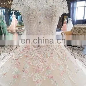 LS00216 High Quality Short Sleeve Beautiful Arab Muslim Hijab Wedding Dress Wedding Gown thumbnail-6