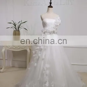 EB2837 One Shoulder With Handmade Flower Wedding Dress thumbnail-1