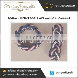 Pastel Colored Fancy Sailor Knot Cotton Rope Bracelet thumbnail-1