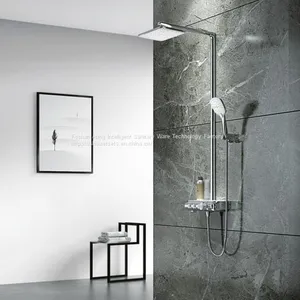 IT-H005A Thermostat Controlled Shower Valves #304 SS Thermostatic Shower Sets Rectangle Top Shower With Hand Shower thumbnail-1