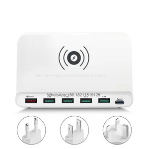 Portable 60w Wireless QC3.0 Type C Multi Usb Cell Phone Charger For Travel thumbnail-1
