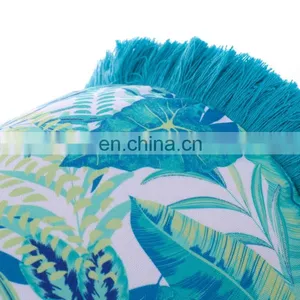 Tropical Jungle Printed Soft Polyester Canvas Spun Outdoor Cushion Boudoir Pillow With Fringe for Home Sofa Couch thumbnail-4