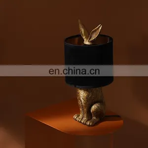 Rabbit Shape Resin Base Standing Table Decoration Antique Desk Nightstand Lamps for Bedroom thumbnail-4
